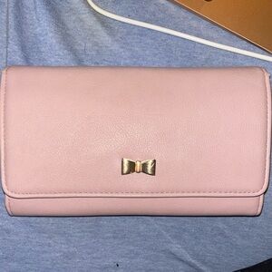Elegant Pink Women's Wallet w| Gold Bow